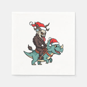 Krampus Riding A Dinosaur Santa Christmas Evil Napkin