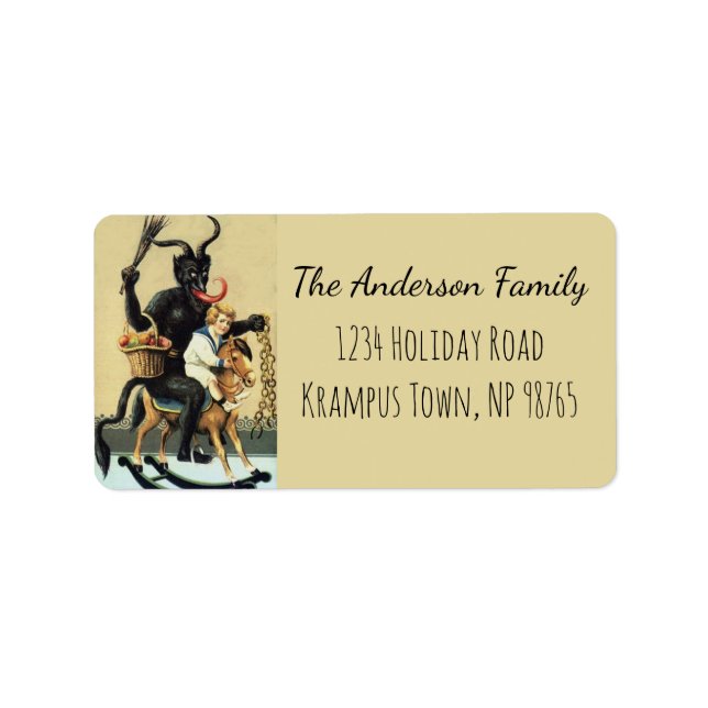 Krampus Rocking Horse Bad Demon Xmas Christmas Label (Front)
