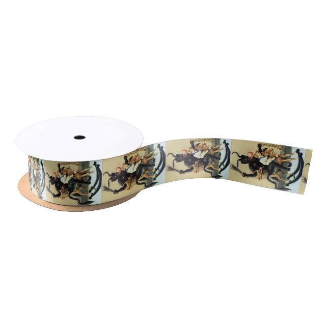Krampus Rocking Horse Bad Demon Xmas Christmas Satin Ribbon (Spool)