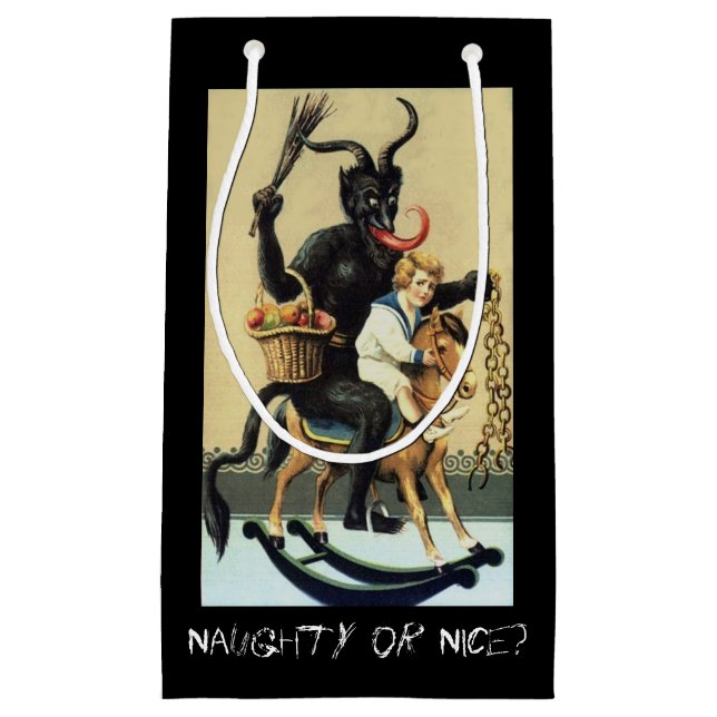 Krampus Rocking Horse Demon Holiday Christmas Xmas Small Gift Bag (Front)