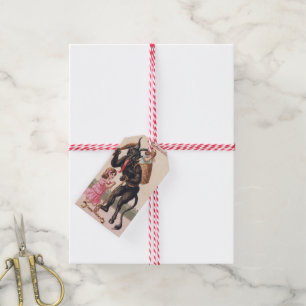 Krampus Scaring Girls Vintage Holiday Christmas Gift Tags