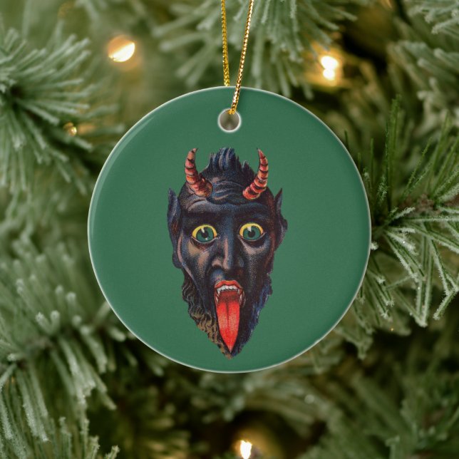 Krampus Scary Vintage Illustration Ceramic Ornament (Tree)