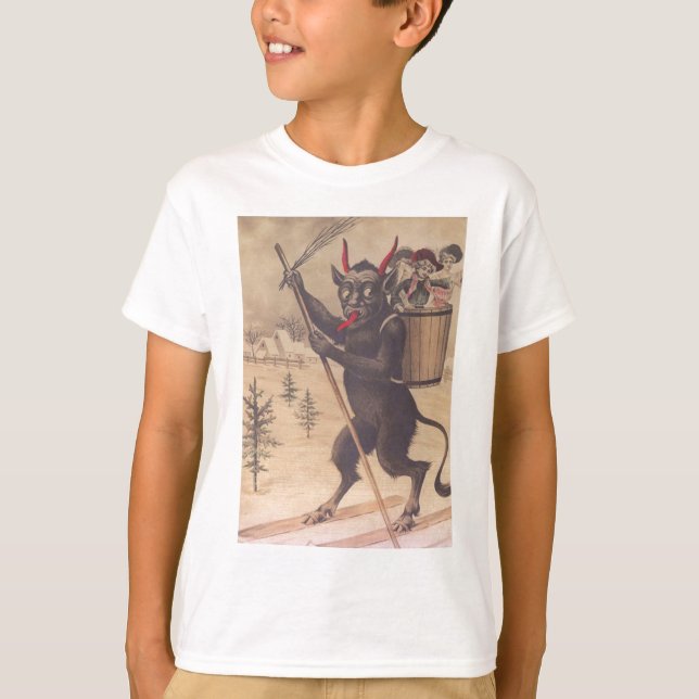 Krampus Skiing Kidnapping Women T-Shirt (Front)