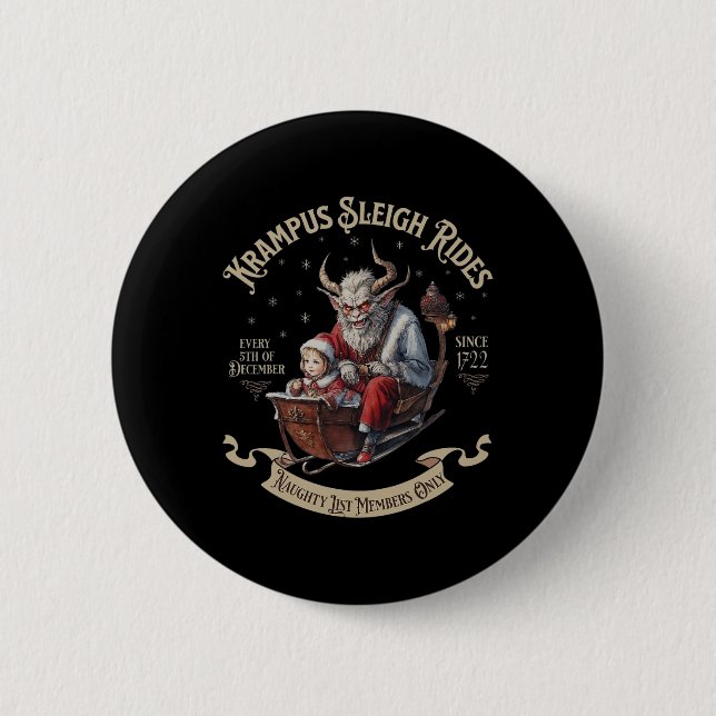 Krampus Sleigh Rides  2 Inch Round Button (Front)