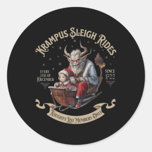 Krampus Sleigh Rides Classic Round Sticker