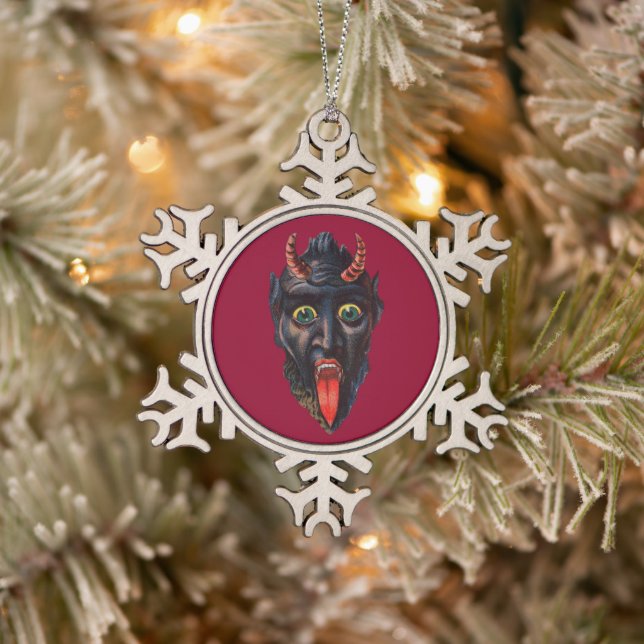 Krampus Snowflake Pewter Christmas Ornament (Tree)