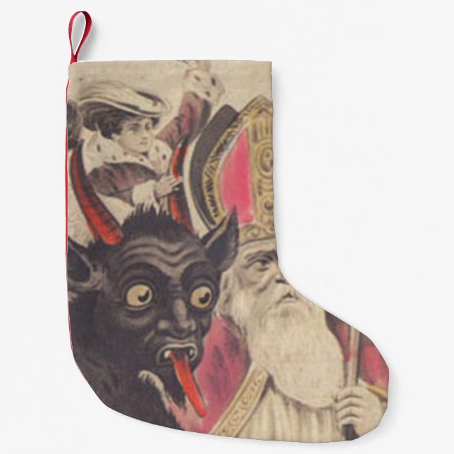 Krampus St Nickolaus Kidnapping People Car Small Christmas Stocking (Front)
