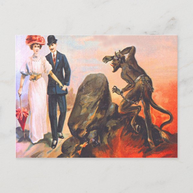 Krampus Stalking Adult Couple Postcard (Front)