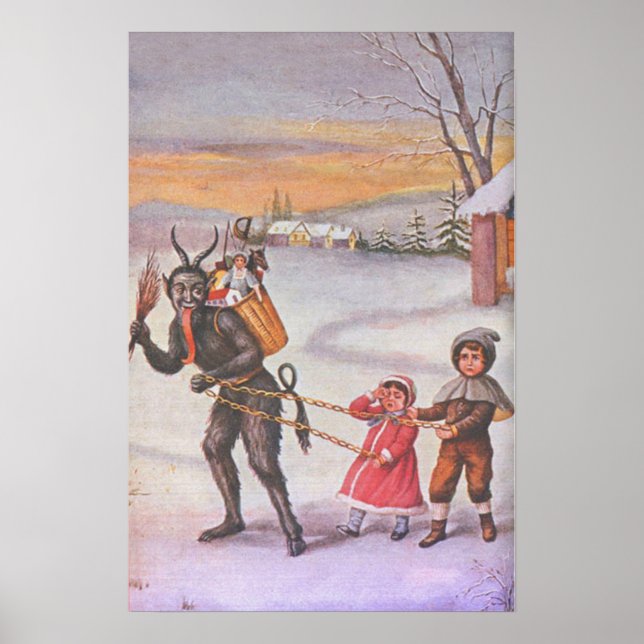 Krampus Stealing Toys & Children Poster (Front)