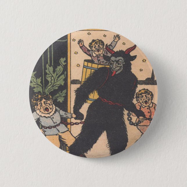 Krampus Taking Away Bad Children 2 Inch Round Button (Front)