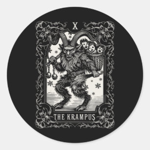 Krampus Tarot Card Design Christmas Season Evil Pa Classic Round Sticker