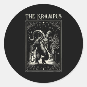 Krampus Tarot Card Design Christmas Season Evil Pa Classic Round Sticker