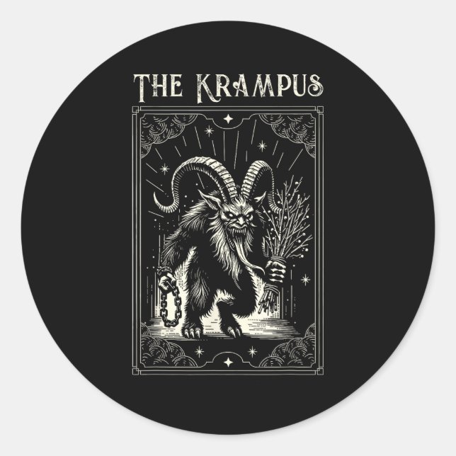 Krampus Tarot Card Design Christmas Season Evil Pa Classic Round Sticker (Front)