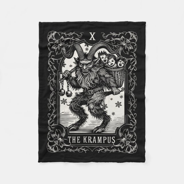 Krampus Tarot Card Design Christmas Season Evil Pa Fleece Blanket (Front)