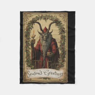 Krampus Tarot Card Design Christmas Season Evil Pa Fleece Blanket