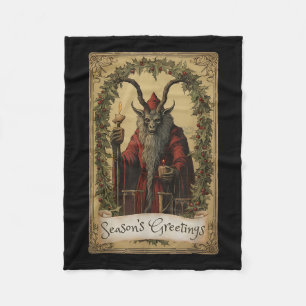 Krampus Tarot Card Design Christmas Season Evil Pa Fleece Blanket
