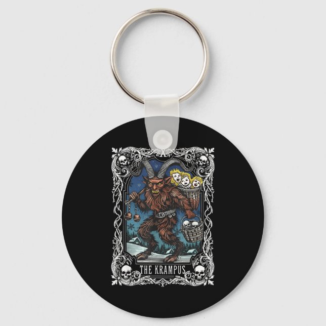 Krampus Tarot Card Design Christmas Season Evil Pa Keychain (Front)
