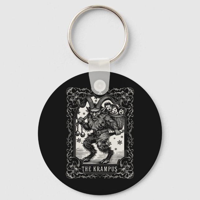 Krampus Tarot Card Design Christmas Season Evil Pa Keychain (Front)