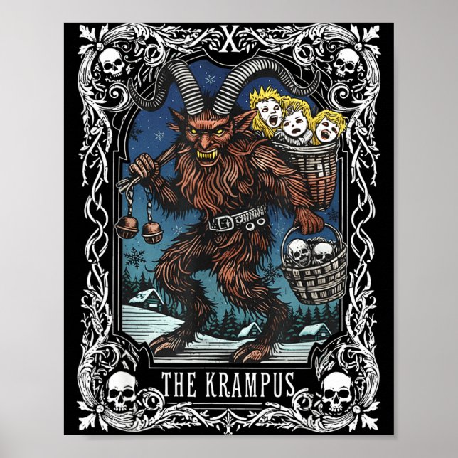 Krampus Tarot Card Design Christmas Season Evil Pa Poster