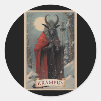 Krampus Tarot Card Design Xmas Hail Santa Christma Classic Round Sticker