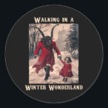 Krampus Winter Wonderland Gothic Christmas Design  Classic Round Sticker<br><div class="desc">Krampus Winter Wonderland Gothic Christmas Design</div>