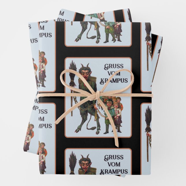 Krampus Wrapping Paper Flat Sheet Set of 3 (In situ)