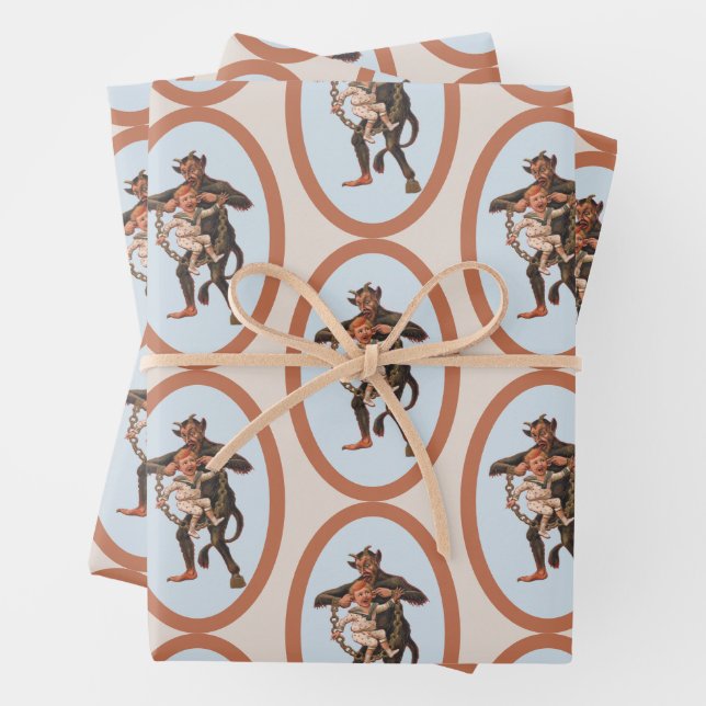 Krampus Wrapping Paper Flat Sheet Set of 3 (In situ)