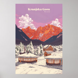 Kranjska Gora Slovenia Ski Resort Travel Poster