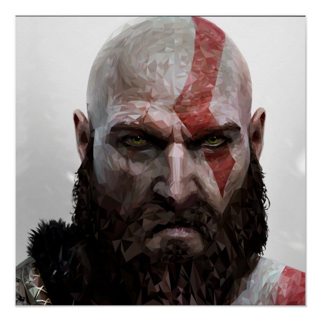 Kratos - Low Poly - Affiche 50.8cm x 50.8cm (Devant)