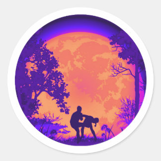 Krav Maga Martial Arts Groin Kick Full Moon Orange Classic Round Sticker