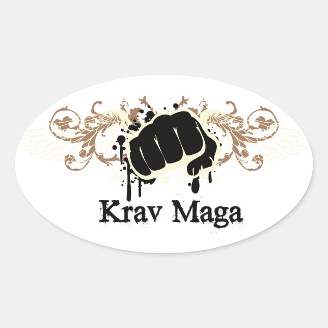Krav Maga Punch Oval Sticker (Front)