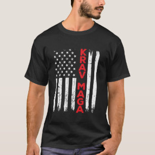 Krav Maga Self Defence USA Flag America  T-Shirt