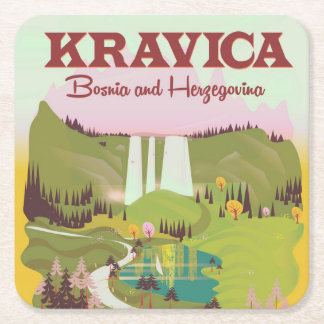 Kravica Waterfalls Bosnia and Herzegovina Square Paper Coaster