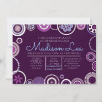 KRAZY POLKA DOT Bat Mitzvah Invitation Purple