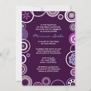 KRAZY POLKA DOT  Bat Mitzvah Invitation Purple