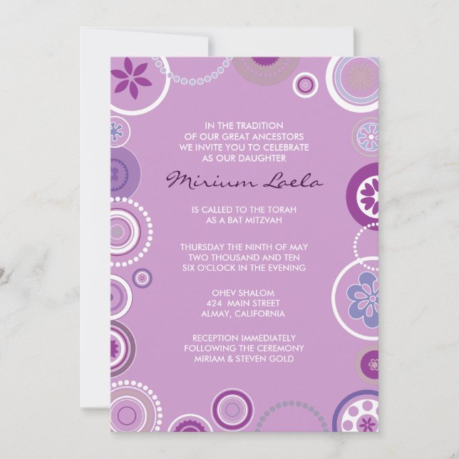 KRAZY POLKA DOT Bat mitzvah Invitation rose (Devant)