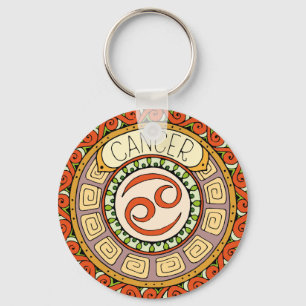 Krebs Cancer Sternzeichen farbenfrohes Mandala Keychain