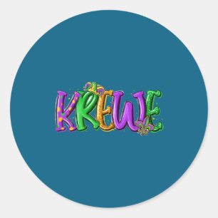 Krewe Fleur De Lis Mardi Gras For Men Women Kids B Classic Round Sticker