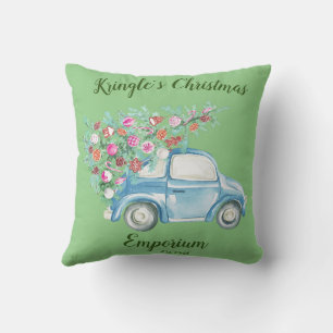 Kringle's Christmas Emporium Throw Pillow