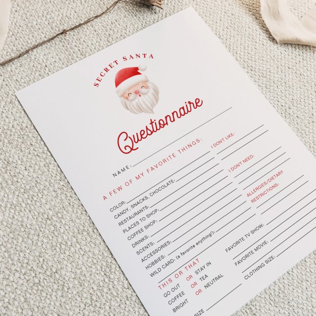 KRIS Christmas Secret Santa Questionnaire Card (Creator Uploaded)