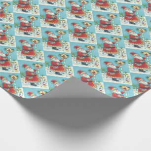 KRIS KRINGLE & CARDINAL BIRDHOUSE WRAPPING PAPER
