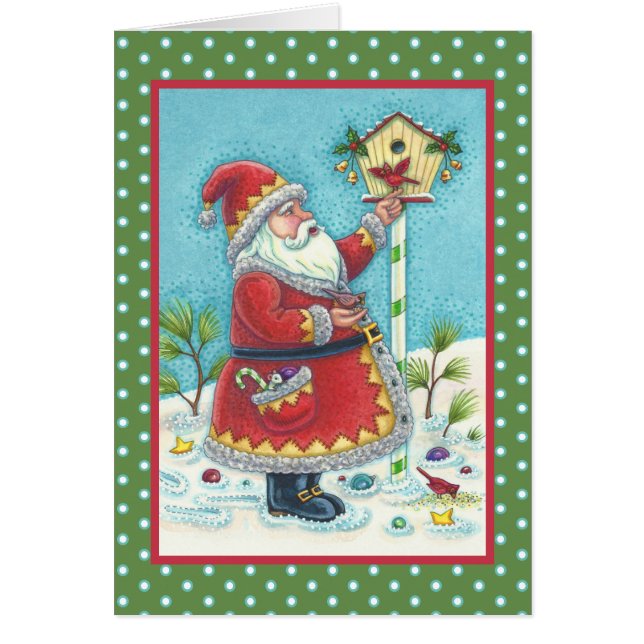KRIS KRINGLE & CARDINAL CHRISTMAS GREELETTE CARD V (Devant)