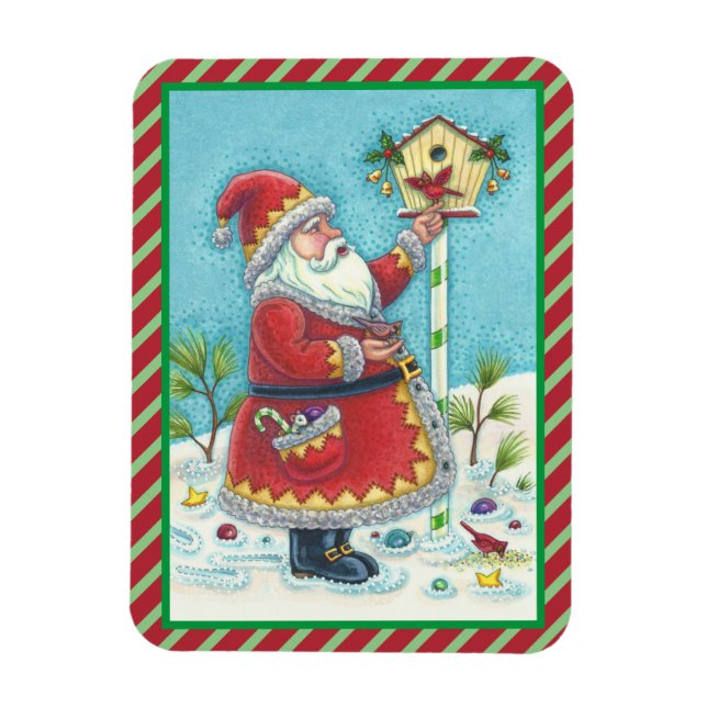 KRIS KRINGLE & REDBIRDS CHRISTMAS CARDINAL MAGNET (Vertical)