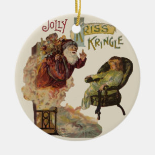 Kris Kringle Santa Claus Victorian Christmas art Ceramic Ornament