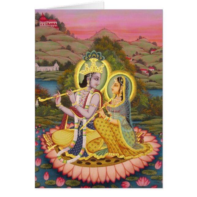 Krishna and Radha on lotus (Front)