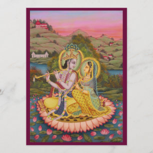 Krishna and Radha on lotusInvitation Invitation