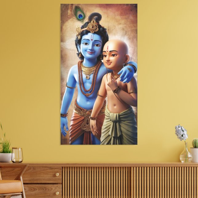 Krishna and Sudama: The Bond of Friendship Canvas Print (Insitu(LivingRoom))