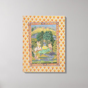 Krishna and the Gopis (gouache on paper) Canvas Print