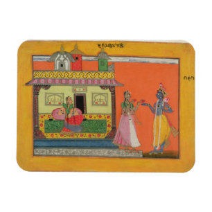 Krishna arriving at Radha's house, illustration fr Magnet