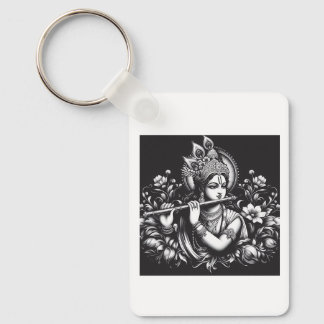 Krishna Black and White Keychain